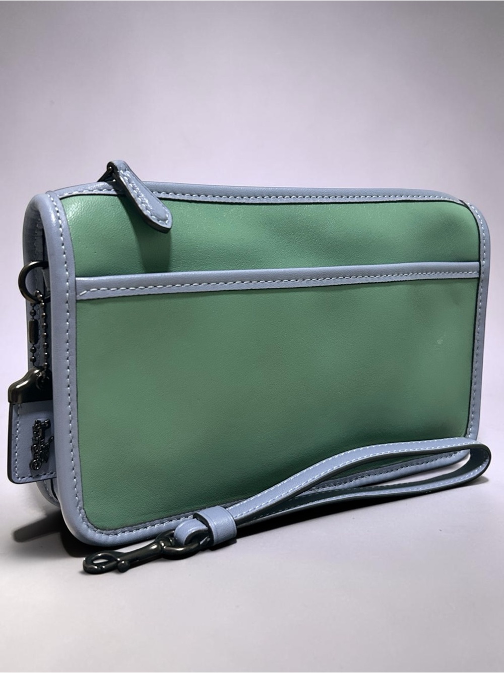 COACH 1941 Britt Glovetanned Leather Color Block Large Wristlet